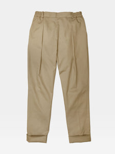 The Martin Elastic-waist Pleated Trouser in Khaki is a wardrobe staple.