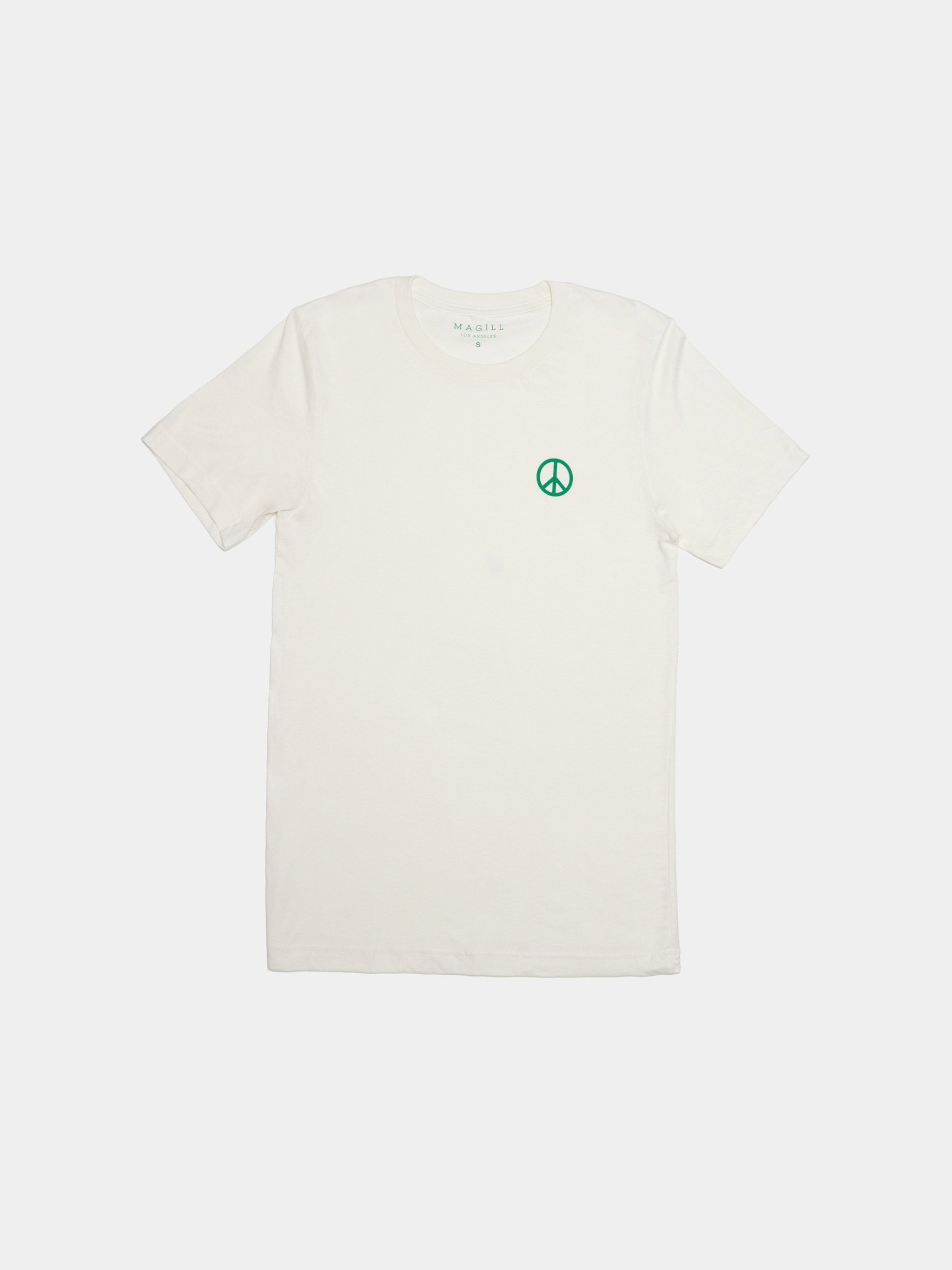 100% Cotton Peace T-Shirt in Natural/Kelly - MAGILL