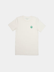 The Peace T-Shirt in Natural/Kelly is 100% cotton.