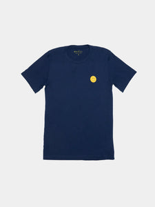 The Smile T-Shirt in NavyYellow is 100% cotton.