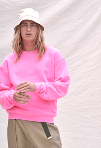 The Magill LA Cotton Crewneck Sweatshirt in Pink is cut in a soft 16oz brushed 100% cotton fleece