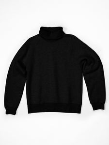 The Charles Turtleneck in black pairs the comfort of a sweatshirt with the warmth of a turtleneck.