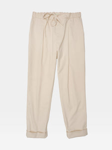 The Martin Elastic-waist Pleated Trouser in Natural is a wardrobe staple.