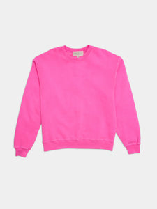 The Magill LA Cotton Crewneck Sweatshirt in Pink is cut in a soft 16oz brushed 100% cotton fleece